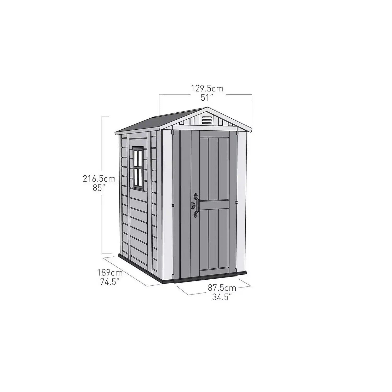 Keter 4’x6′ Factor Heavy Duty Plastic Garden Shed – Beige - Image 9
