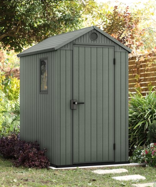Keter 4’x6′ Norfolk Leisure Darwin Heavy Duty Plastic Garden Shed – Green