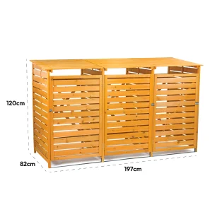 KCT Triple Wheelie Bin Storage (3 x 240L) Wooden Store Shed for Recycling Rubbish Dustbin Outdoor Garden Hideaway Tidy Box Unit - Image 6
